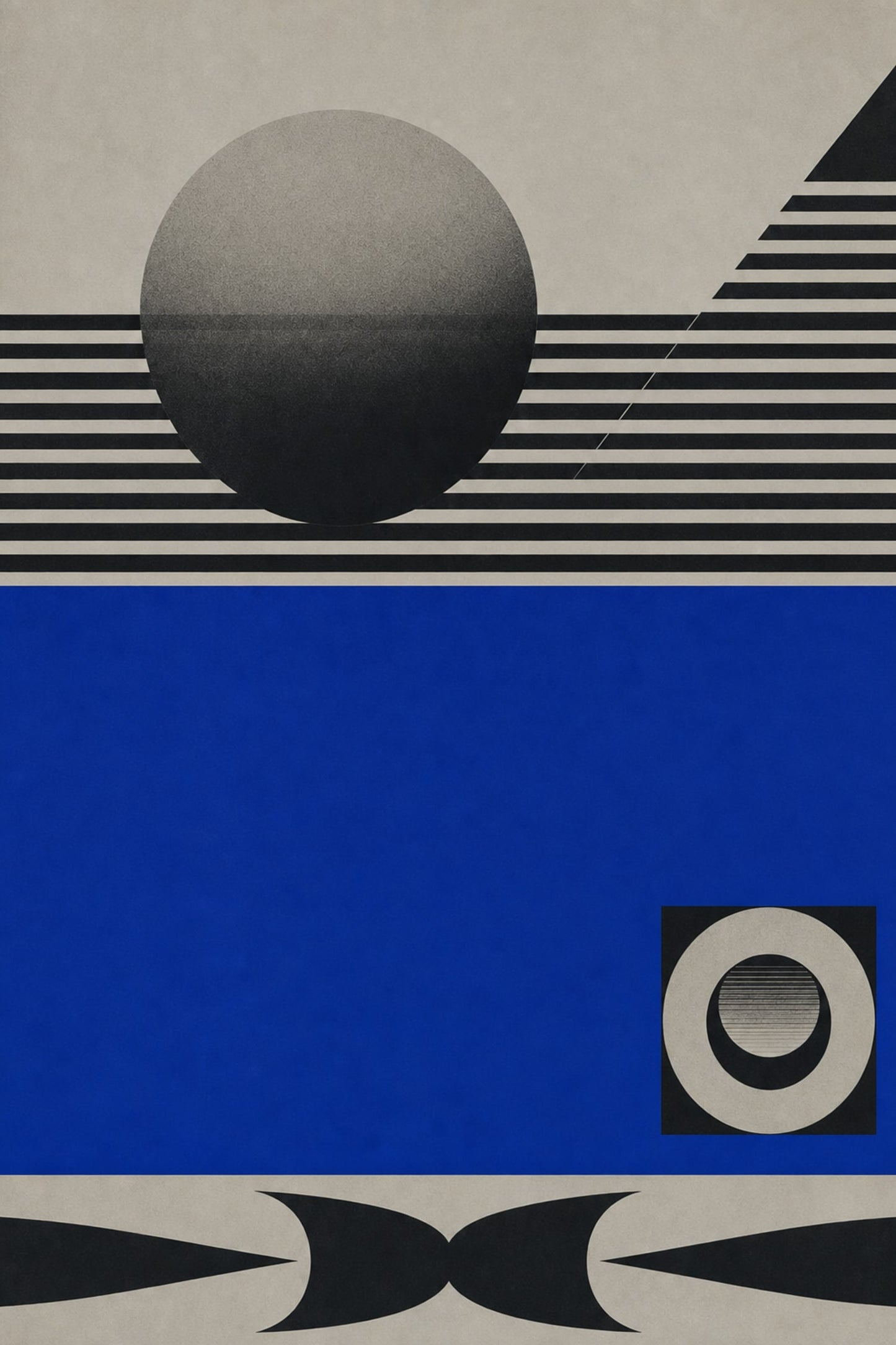 Abstract Geometric Art | Striped Sphere Blue Design | Modern Minimalist Wall Decor | Graphic Print Poster for Home Office