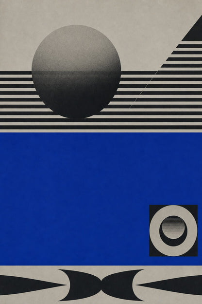 Abstract Geometric Art | Striped Sphere Blue Design | Modern Minimalist Wall Decor | Graphic Print Poster for Home Office