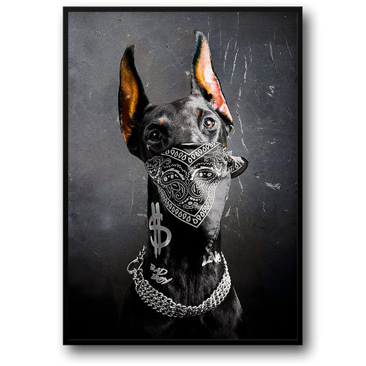 Stedelijke Hond met Bandana | Paisley & Kettingen | Graffiti Stijl