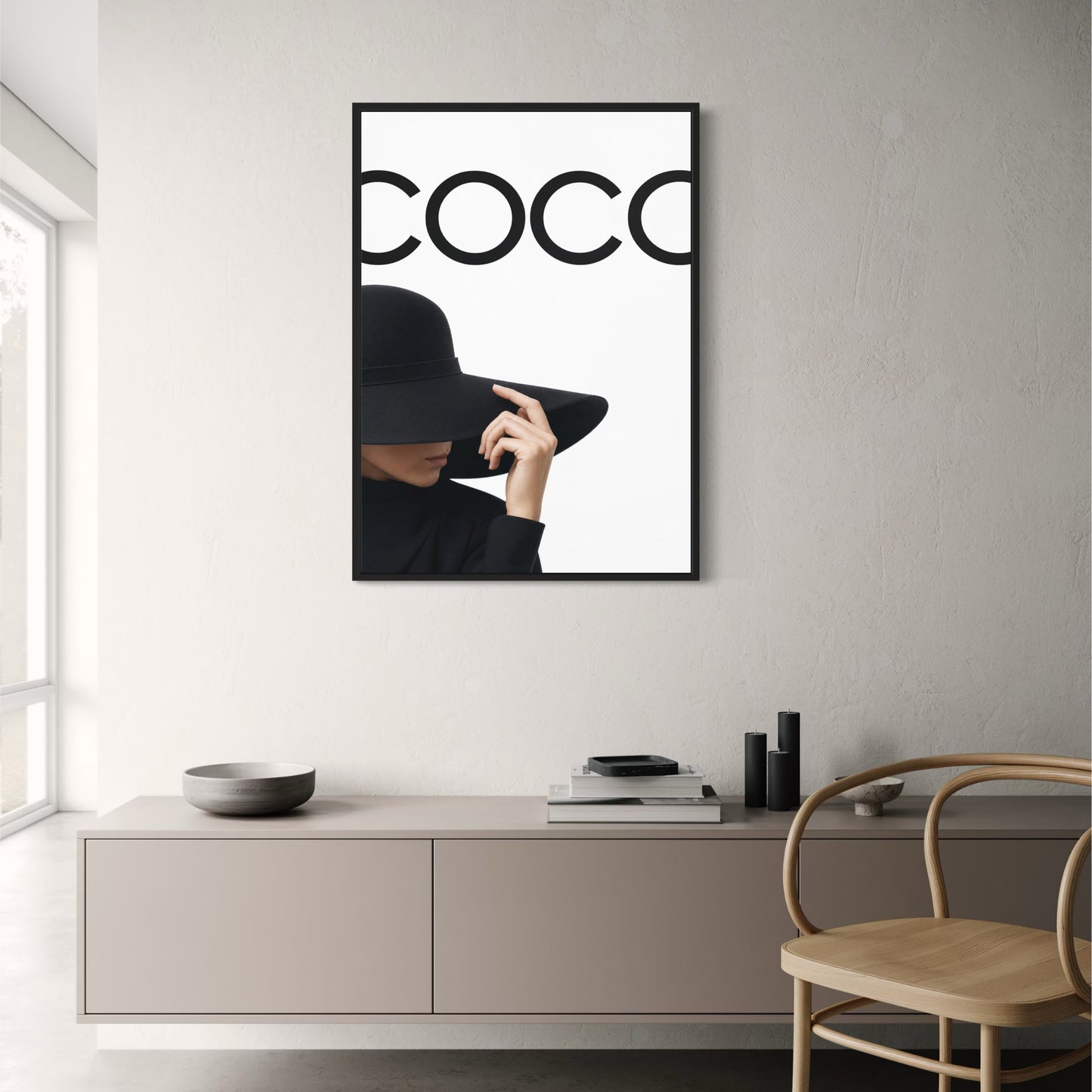 Elegant Fashion Art | Black Hat Minimalist Wall Art | Modern Style Decor | Iconic Fashion Typography Print | Stylish Poster