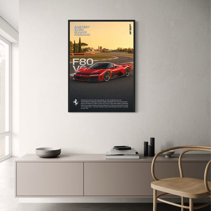 Ferrari F80 Supercar | Racing Poster | High-Speed Track Performance Art Print | Collector's Edition Car Poster Display