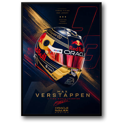 Max Verstappen Racing Helmet | Championship Tribute | Oracle Red Bull Athlete Art | Motivational Tribute Print | F1 Poster