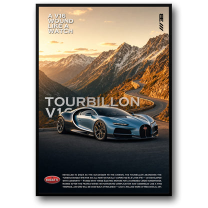 Bugatti Tourbillon V16 Supercar Art Print | Exclusive Edition Poster | High-Performance Automotive Wall Decor | Iconic Design Display