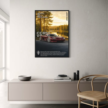 Koenigsegg CC850 V8 | Retro-Modern Eerbetoon | Luxe Sportwagen Erfenis | Hoogwaardige Prestaties Motor Kunstprint Poster