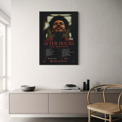 After Hours Music Poster | Iconic Album Art Print | Trendy Wall Decor | Perfect for Music Fans | Song List Included | Premium Quality Print | Ideal Gift for Collectors and Enthusiasts | Stylish Poster