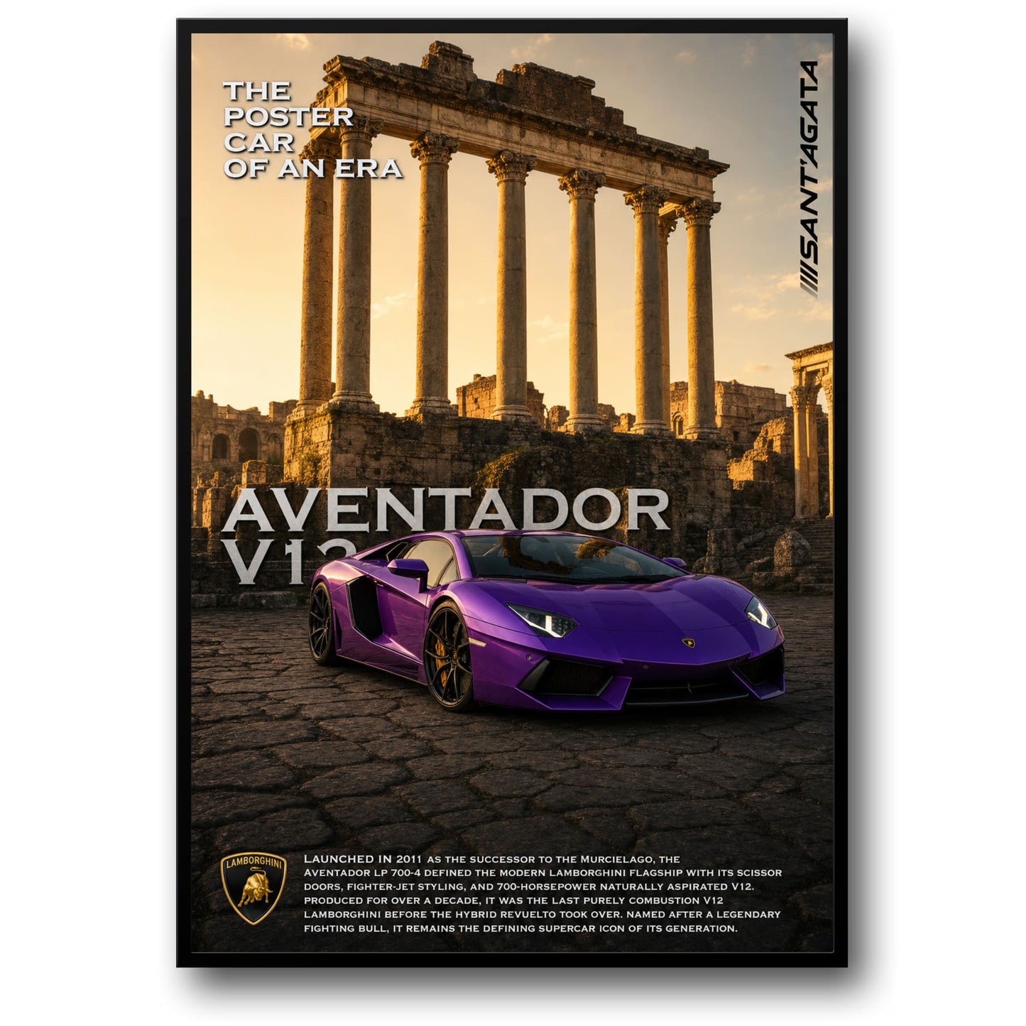 Iconic Aventador V12 | Supercar Art | Luxury Car Print Poster | High Performance Auto Art | Automotive Wall Decor | Classic Sports Car Poster
