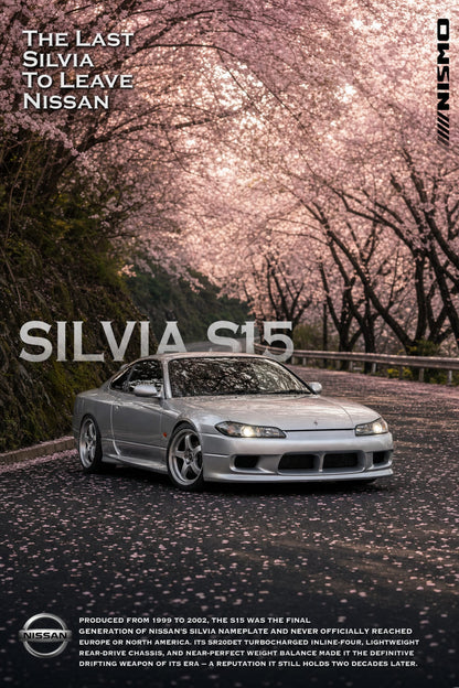 Nissan Silvia S15 | Iconic Japanese Sports Car Art | Automotive Print Poster | Historic Drift Legend Decor | Car Enthusiast Wall Art