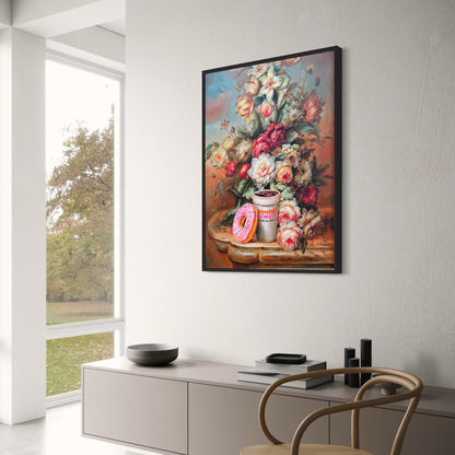 Renaissance Floral Poster | Vibrant Roses & Lilies | Pink Donuts