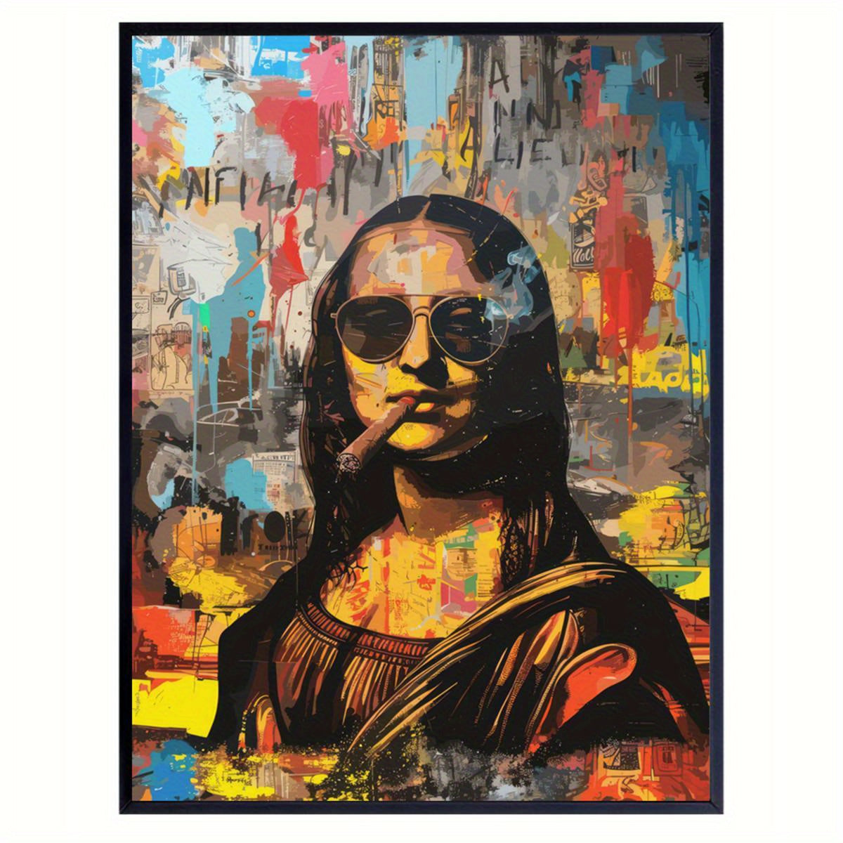Moderne Punk-Renaissance | Mona Lisa raucht Zigarre | Kunstposter | Einzigartige Wanddekoration | Vintage-Stil