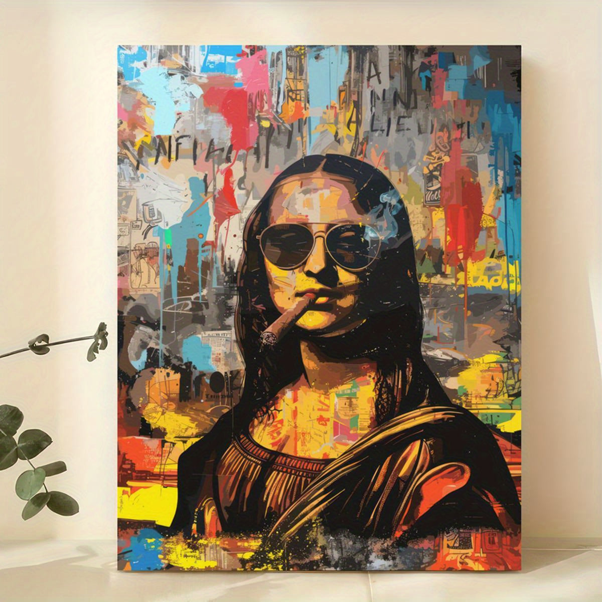 Moderne Punk-Renaissance | Mona Lisa raucht Zigarre | Kunstposter | Einzigartige Wanddekoration | Vintage-Stil