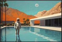Vintage-Poolvilla | Astronauten-Thema | Moderne Kunst