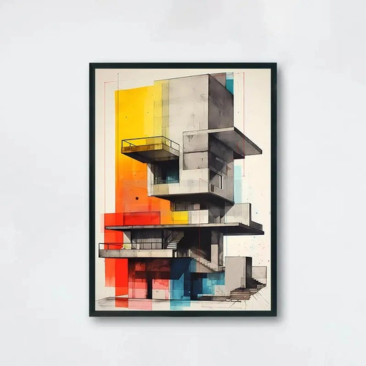 Abstract Architectural Facades Art Print | Modern Building Design | Colorful Urban Decor | Stylish Interior Design Choice