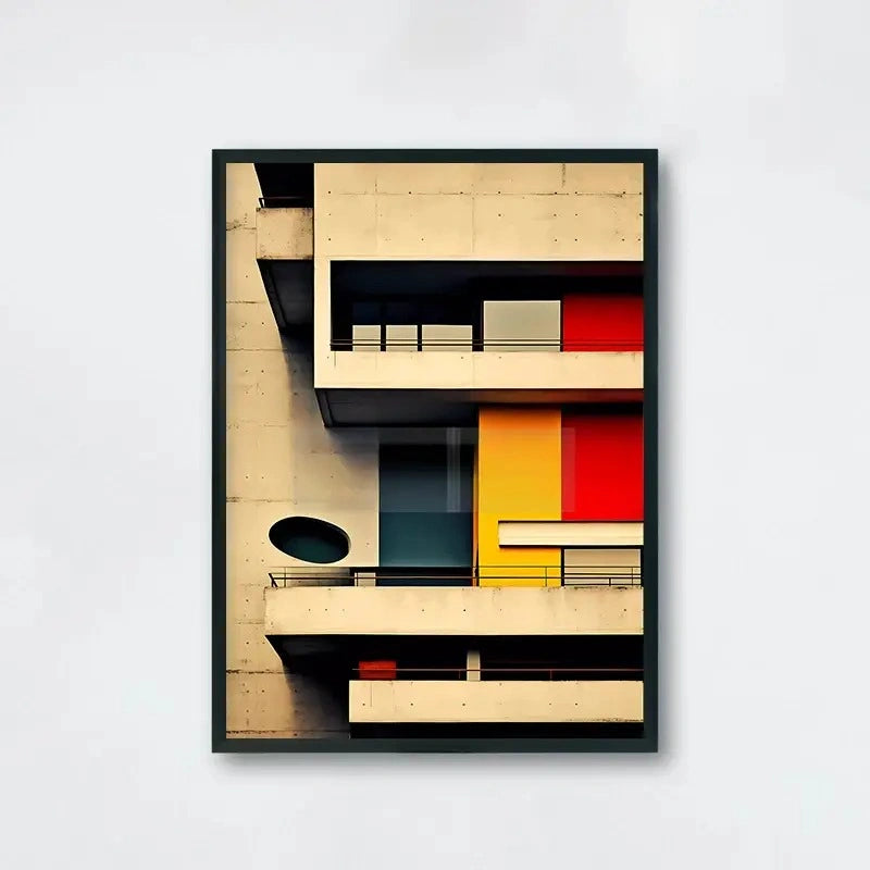 Modernist Architecture Design Poster | Color Block Building Facade | Abstract Art for Modern Interiors | Creative Home Decor