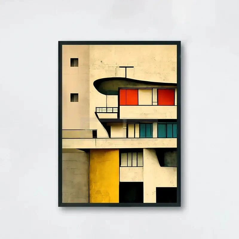 Modern Architecture Poster | Abstract Building Facade Art | Color Block Design | Contemporary Wall Decor