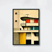 Modernes Architektur-Poster | Abstrakte Gebäudefassadenkunst | Farbblock-Design | Zeitgenössische Wanddekoration