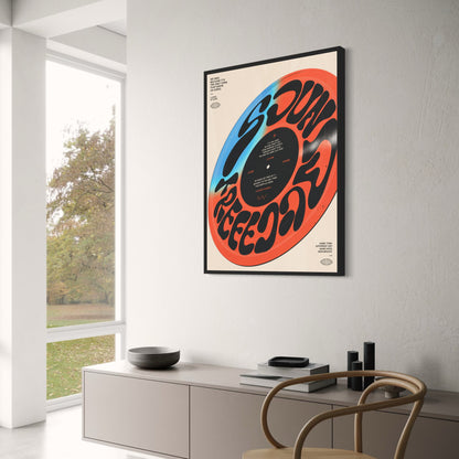 Retro Vinyl Record Design | Inspiring Music Art Print | Unique Typography Wall Poster | Motivational Quote | Home Decor | A Song of Hope | Sound of Freedom | Music Lover's Poster