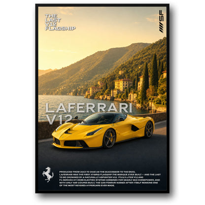 LaFerrari V12 | Iconic Supercar Art Print | Luxury Sports Car Poster | Italian Exotic V12 Engine Art | Wall Decor