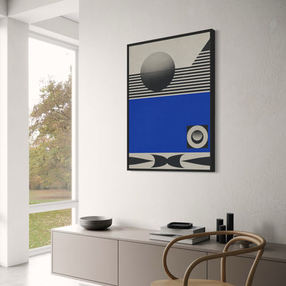 Abstract Geometric Art | Striped Sphere Blue Design | Modern Minimalist Wall Decor | Graphic Print Poster for Home Office