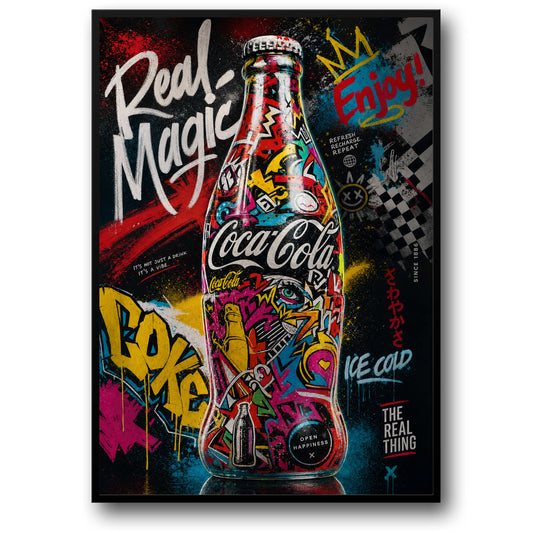 Coca Cola Art Deco Stijl | Pop Art Kleurrijk Retro Ontwerp | Wanddecor Poster Print | Echte Magie Thema | Vintage Sfeer