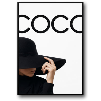 Elegant Fashion Art | Black Hat Minimalist Wall Art | Modern Style Decor | Iconic Fashion Typography Print | Stylish Poster