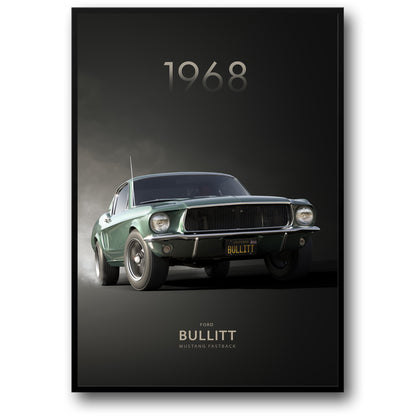 1968 Ford Mustang | Bullitt in Highland Green | Vintage Muscle Car Art