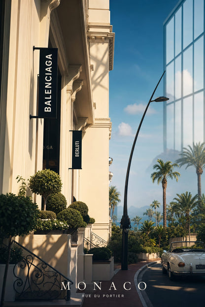 Luxury Monaco Street Scene | Modern Wall Art Decor | Travel Aesthetic Poster Print | Elegant Cityscape Photography