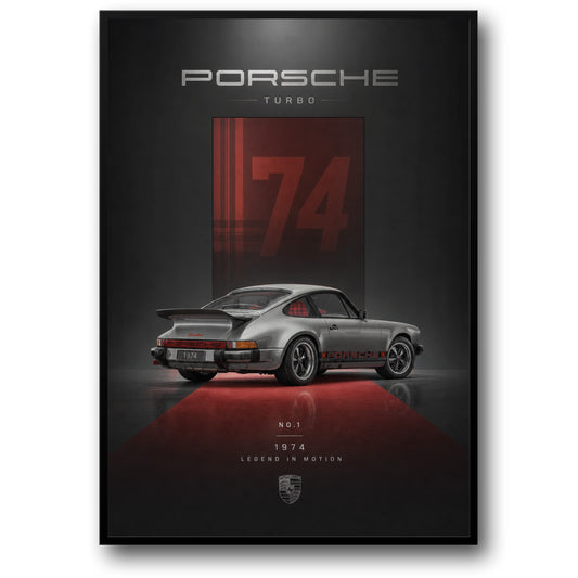 Porsche Turbo 1974 Klassieke Auto Ontwerp | Vintage Automobiel Kunst | Verzamelaarseditie Print Poster