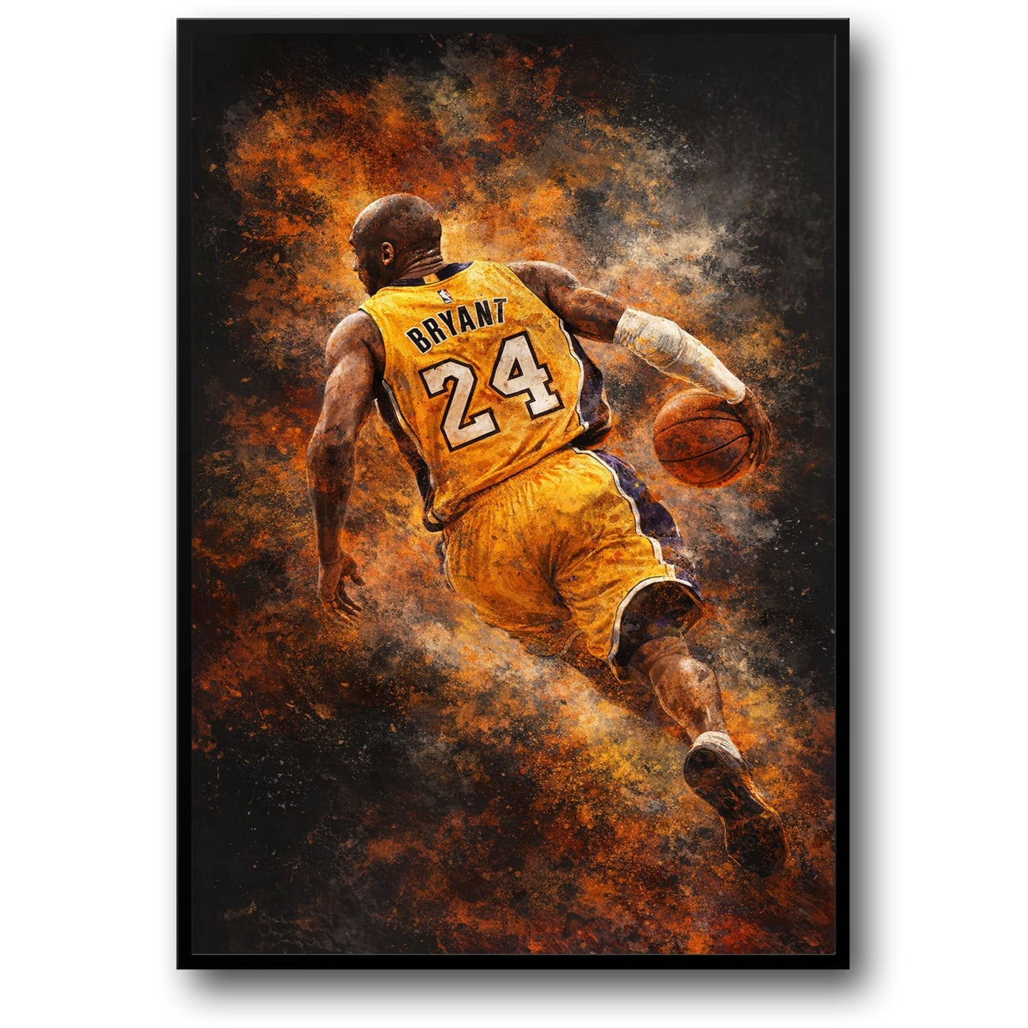 Kobe Bryant | NBA Artwork | Los Angeles Jersey No. 24 Wall Art | Basketball Icon Mid-Motion Print | Vibrant Sports Poster | Athletic Excellence Decor