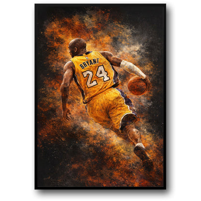 Kobe Bryant | NBA Artwork | Los Angeles Jersey No. 24 Wall Art | Basketball Icon Mid-Motion Print | Vibrant Sports Poster | Athletic Excellence Decor