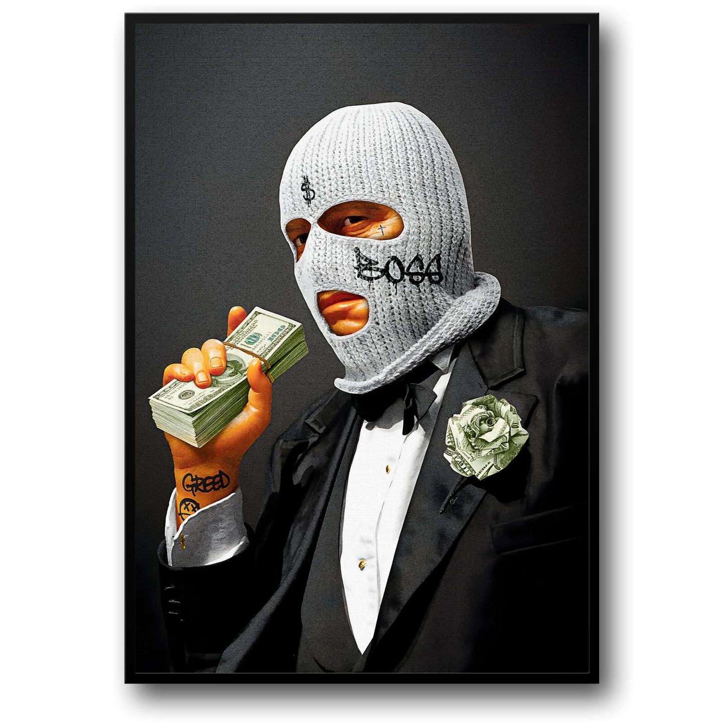 Balaclava Figure | Tuxedo & Tattoos | Wealth & Power Themes