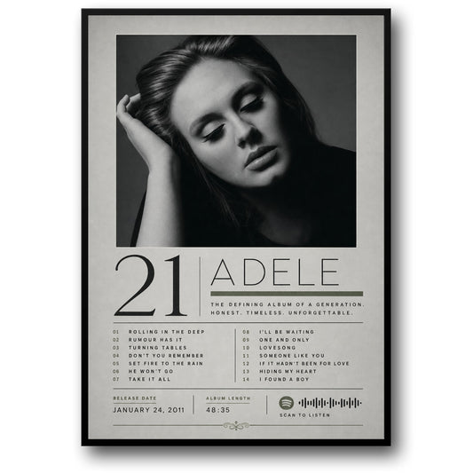 Adele Album Kunst | Muziek Iconische Kunstwerk | 21 Album Decoratieve Poster | Classic Muziekafdruk voor Fans | Wandkunst Decor