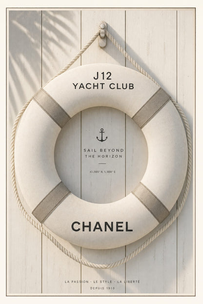J12 Yacht Club Nautical Theme | Sail Beyond The Horizon | Stylish Wall Art Print | Elegant Design Poster | Maritime Decor