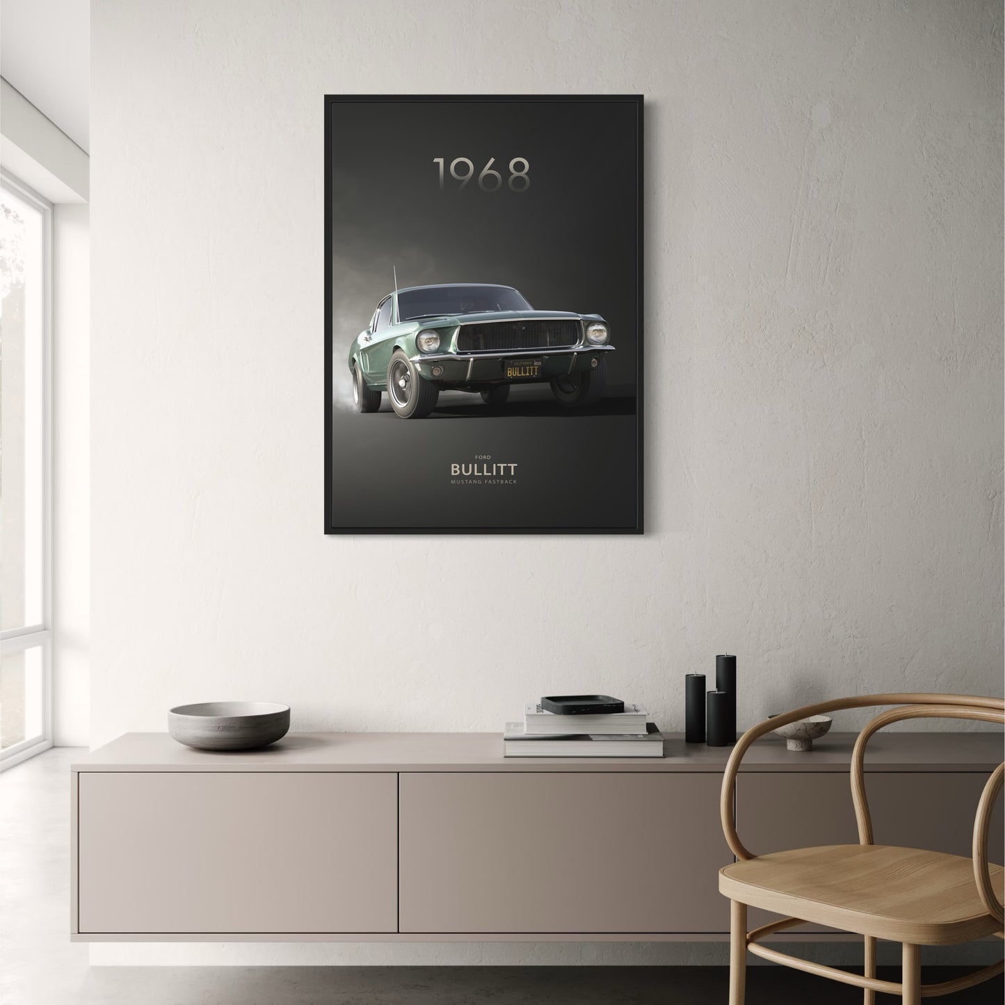 1968 Ford Mustang | Bullitt in Highland Green | Vintage Muscle Car Art