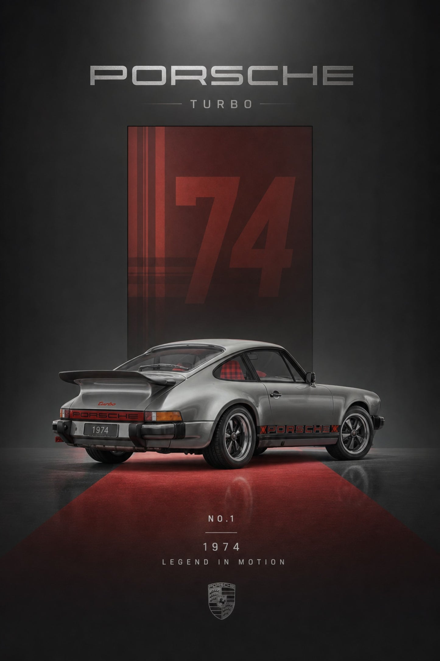 Porsche Turbo 1974 Classic Car Design | Vintage Automotive Art | Collector's Edition Print Poster