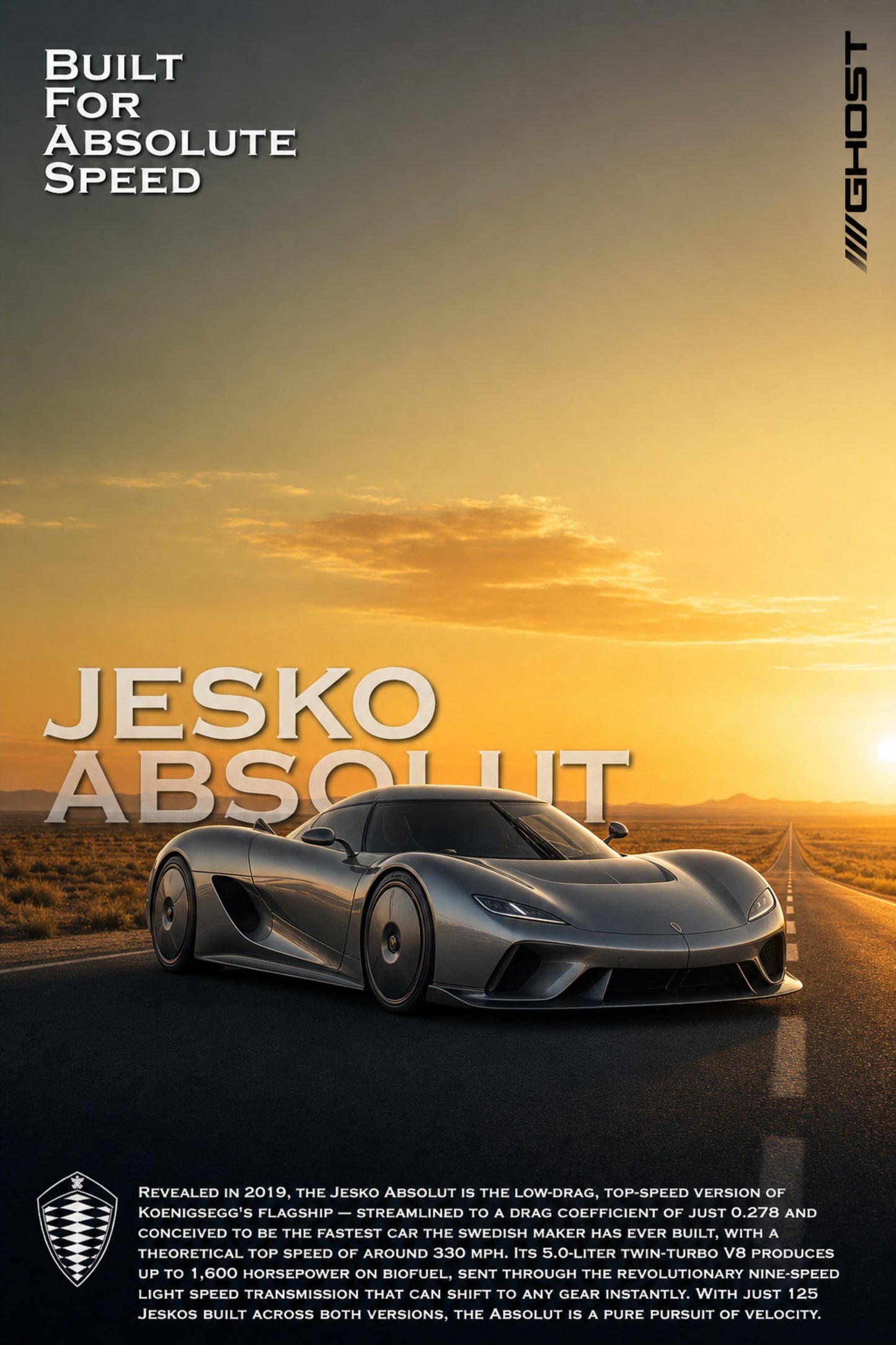 Koenigsegg Jesko | Built for Absolute Speed | Fast Car Jesko Absolut | High Performance Vision | Stylish Design Print Poster
