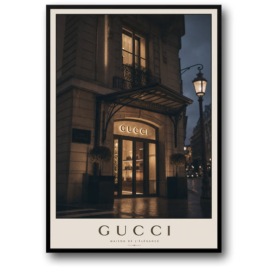 Elegante Luxe Boutique Entree | Avond Sfeer Straatfotografie Print | Chic Mode Etalage Poster
