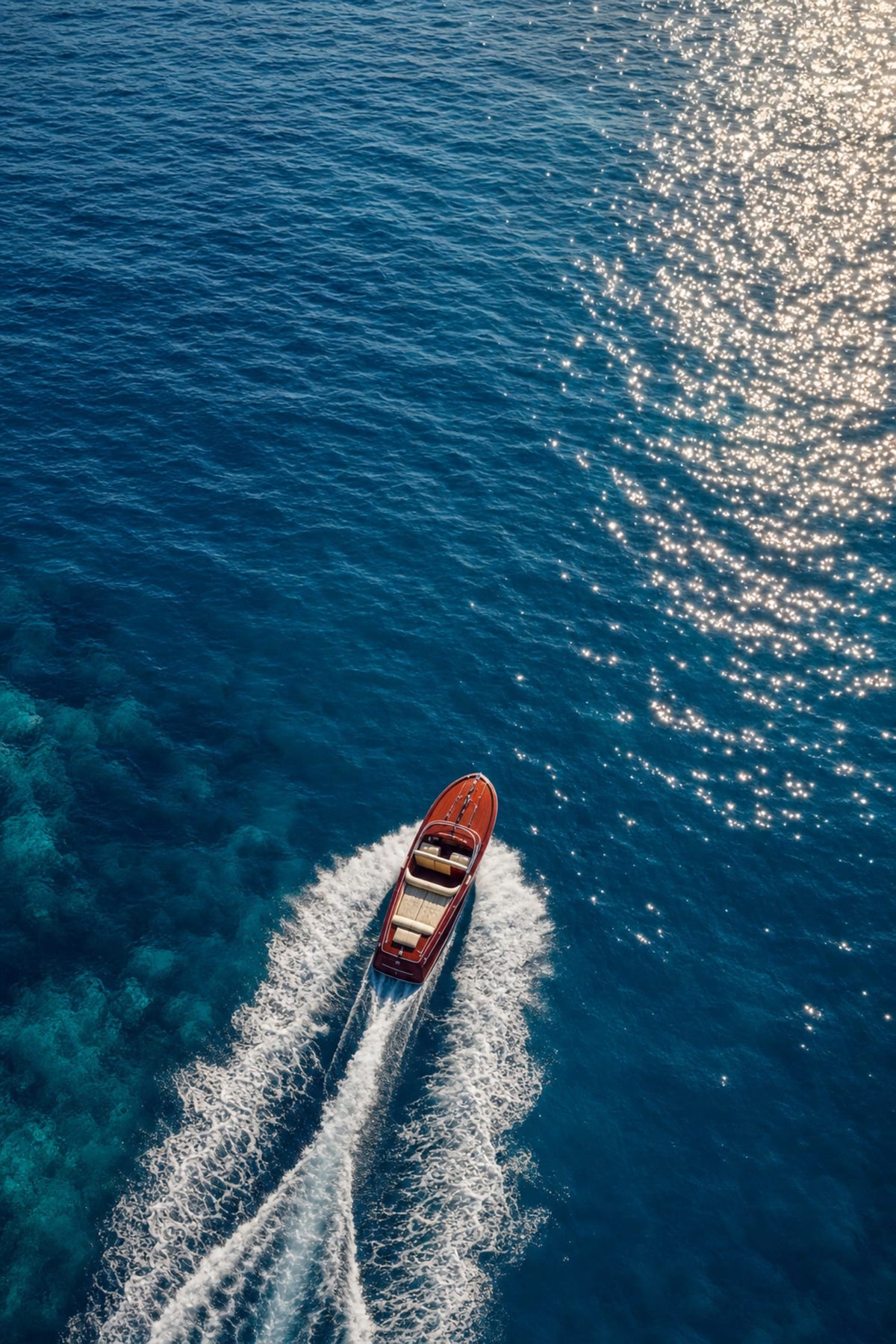 SCHNELLBOOT AUF BLAUEM OZEAN