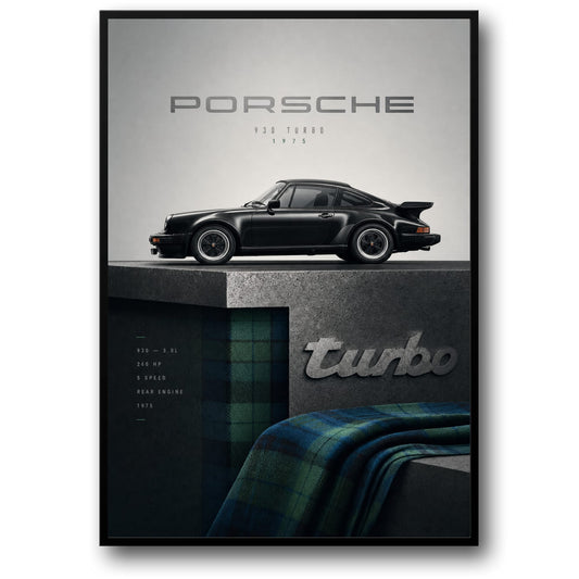 Porsche 930 Turbo 1975 Poster | Vintage Sportauto Wand Kunst | Klassieke Automobiel Print voor Enthousiastelingen en Verzamelaars