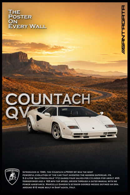 Lamborghini Countach QV LP5000 Poster | Iconic Supercar Print | High-Speed Wall Art Decor | Classic Automotive Poster