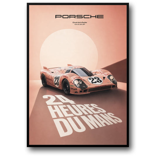 Porsche Racing Kunst | Le Mans 1971 Klassieke Auto | Vintage Motorsport Poster | 24 Uur van Le Mans Decor | Automobiel Print