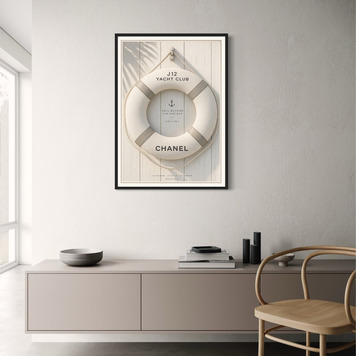 J12 Yacht Club Nautical Theme | Sail Beyond The Horizon | Stylish Wall Art Print | Elegant Design Poster | Maritime Decor