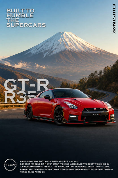 Nissan GT-R R35 Nismo | Legendary Supercar Poster Print | Iconic Sports Car Art for Home or Office Decor