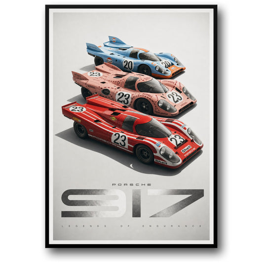 Porsche 917 Uithoudingsrace Auto's | Vintage Motorsport Kunst | Hoge Kwaliteit Wand Print | Klassieke Raceauto Poster voor Verzamelaars