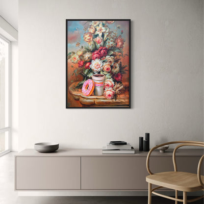 Renaissance Floral Poster | Vibrant Roses & Lilies | Pink Donuts