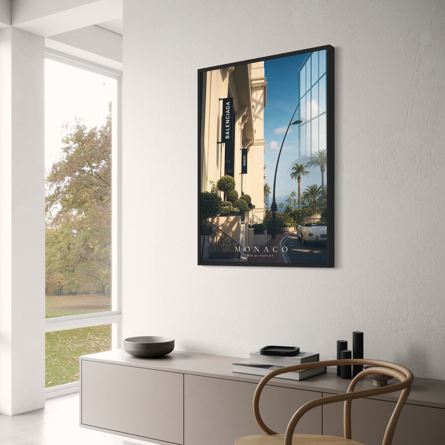 Luxury Monaco Street Scene | Modern Wall Art Decor | Travel Aesthetic Poster Print | Elegant Cityscape Photography