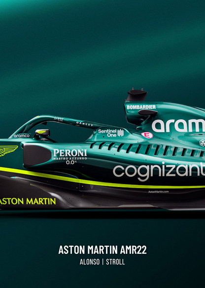 3-teiliges Leinwandbild | Aston Martin F1-Autoposter | Formel-1-Rennkunst | Heimdekoration | Motorsport-Geschenkidee
