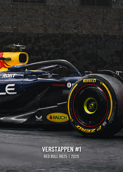 3-teilig | Red Bull | F1 | Max Verstappen Saison 2025 | Dreiteiliges Formel-1-Rennwagenposter | Lebendige Darstellung des gesamten Fahrzeugprofils | Kunstwerk in Sammleredition