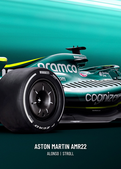 Formula 1 Car | Aston Martin F1 Team | 3-Piece Wall Art | Triple Panel Poster | Sports Car Decor