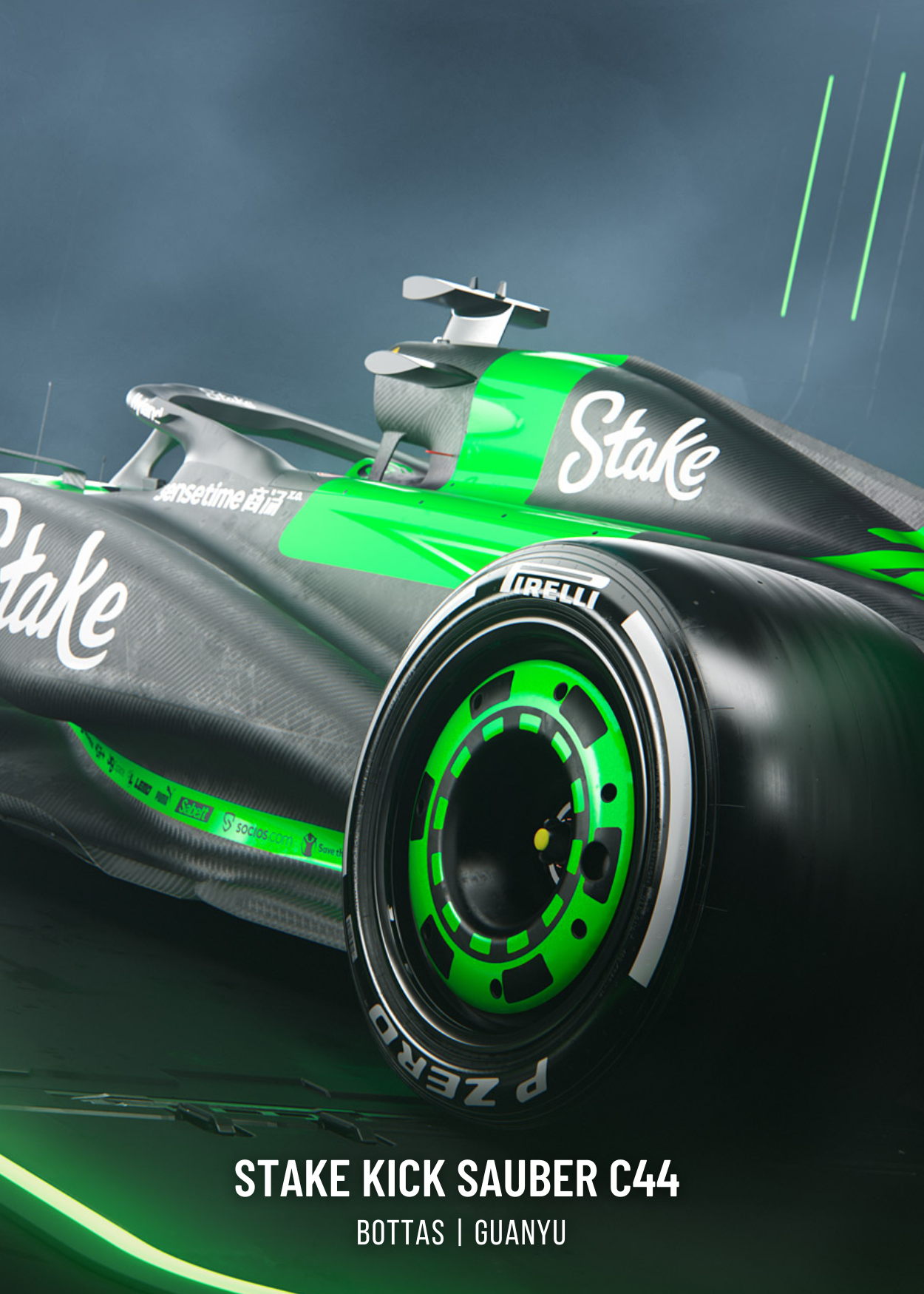 3-Piece Wall Art | Stake Kick Sauber F1 | Formula 1 Racing Car Poster Set | High-Speed Motorsport Art Print Decor | Home Office Wall Decor | Sport Car Canvas Art | Auto Racing Enthusiast Gift