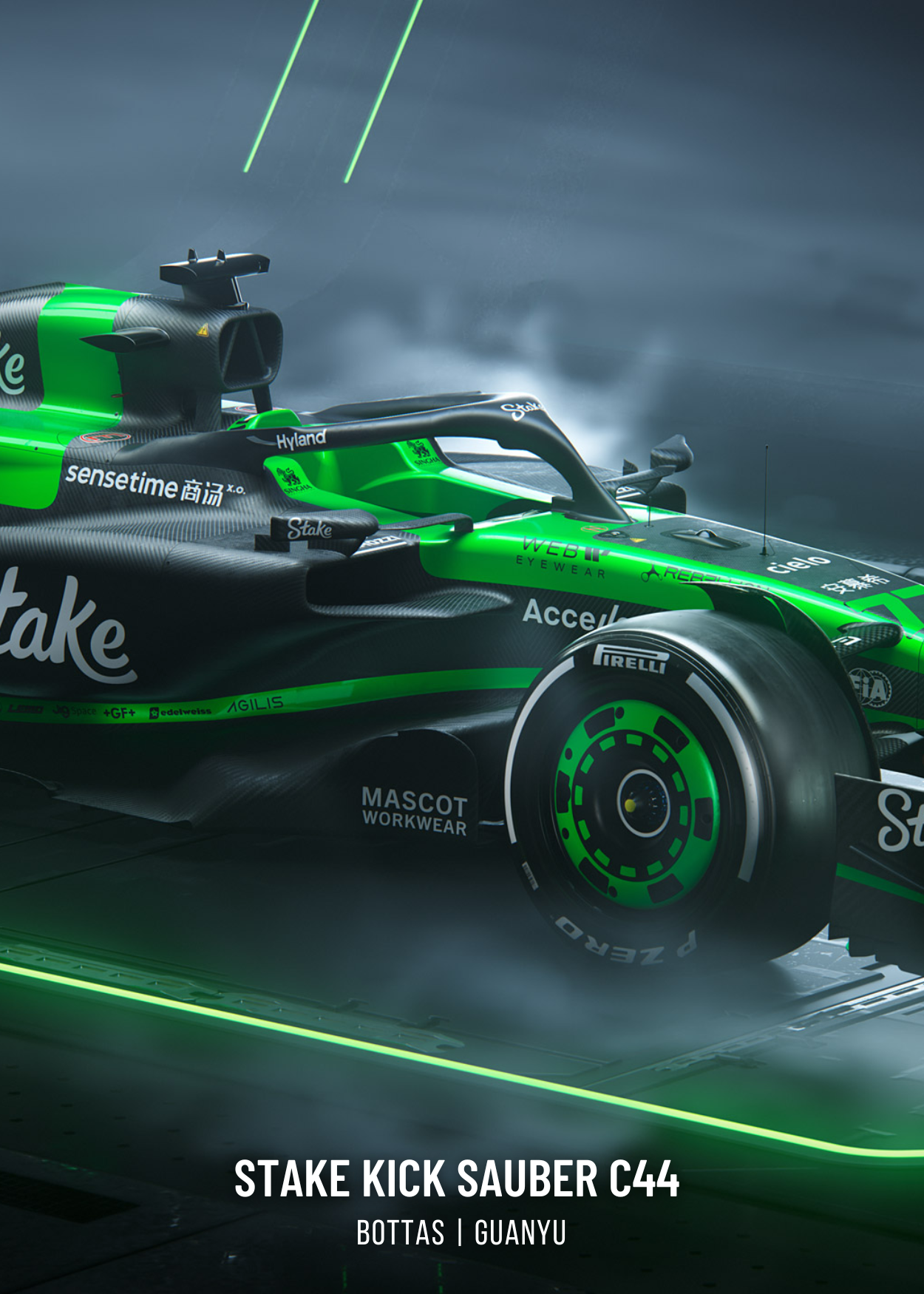 3-Piece Wall Art | Formula 1 Car Poster Set | High-Speed Racing Print | Sports Car Decor | Stake Kick Sauber F1 | Home Art Collection | Dynamic F1 Team Design | Motorsport Enthusiast Decor